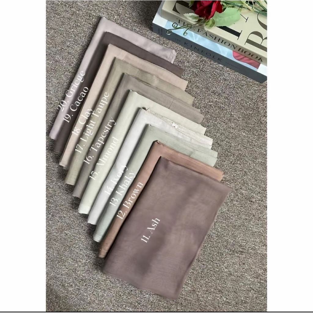 Hijab Segi Empat Varisha Paris Jadul Polos - Coklat Susu, Bahan Premium Lembut