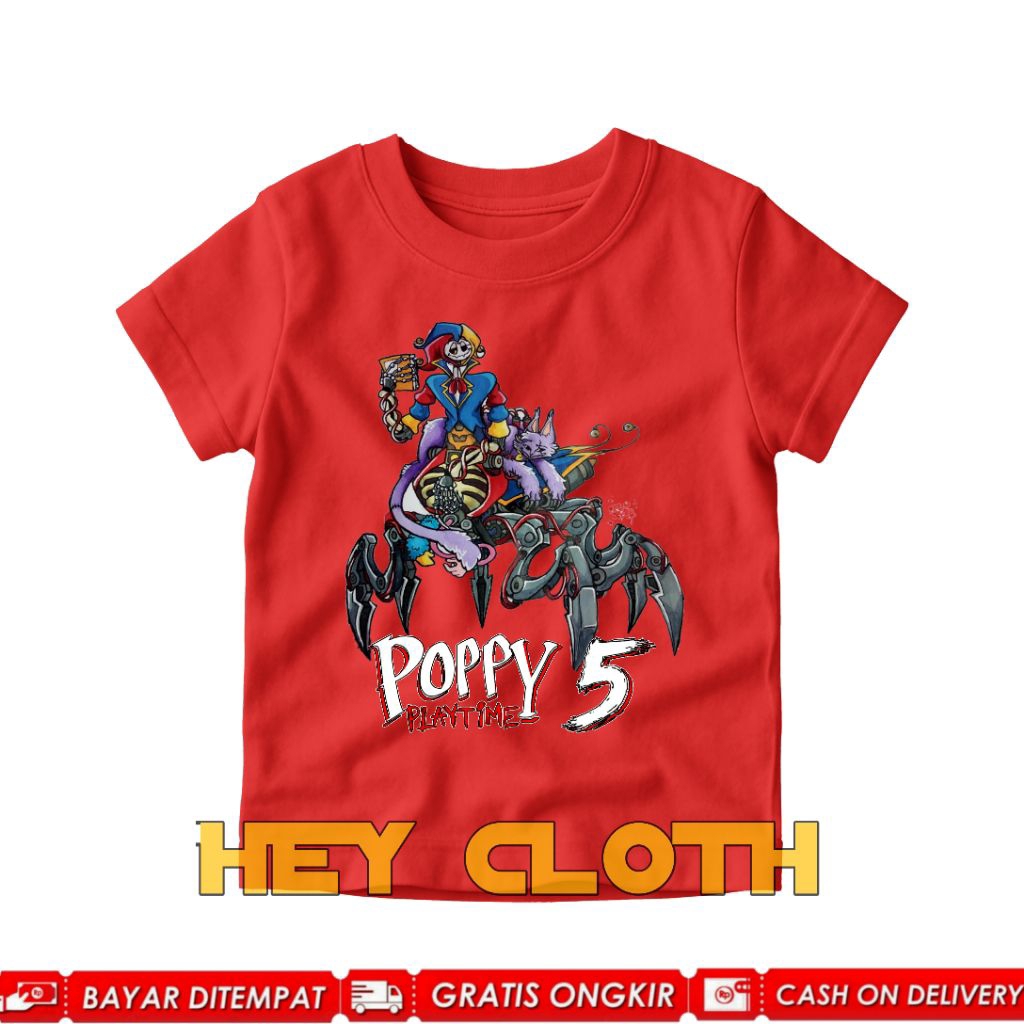Kaos Anak Poppy Playtime Baju Tshirt Poppy Playtime 5 Free Nama