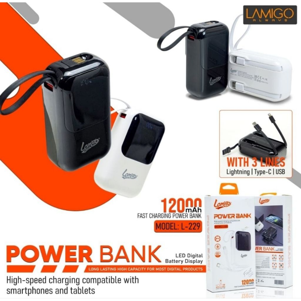 POWERBANK LAMIGO 12.000MAH FAST CHARGING