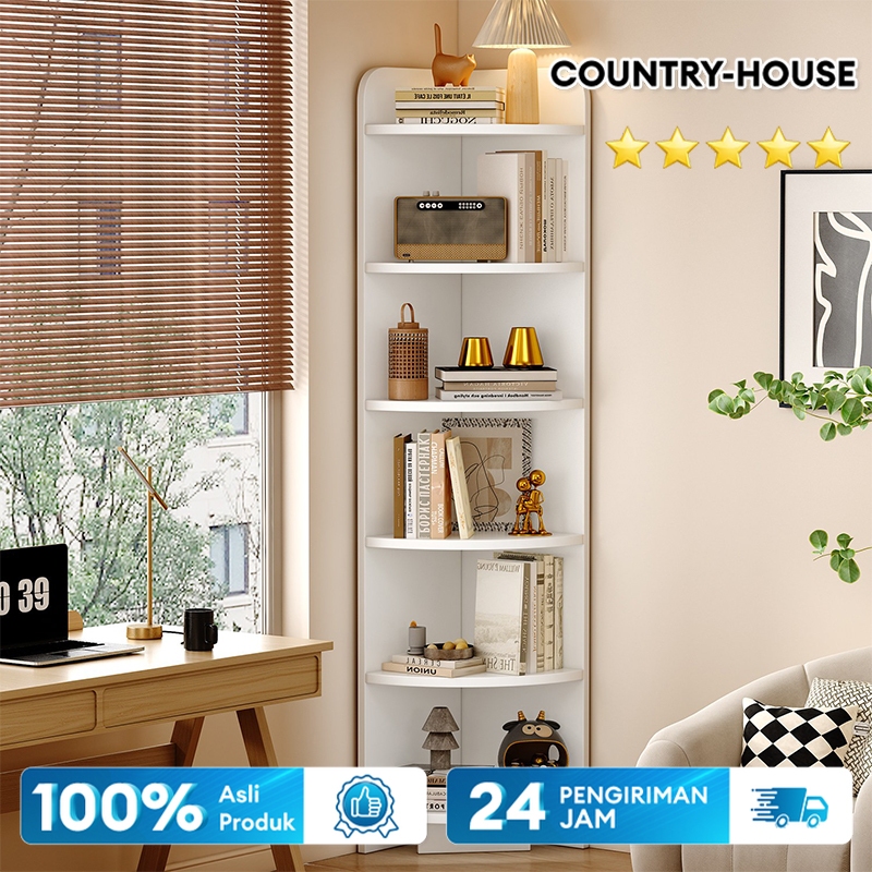 COUNTRY-HOUSE Rak buku sudut rak sudut ruang tamu  rak bunga Rak Buku Kayu Susun 6 sederhana