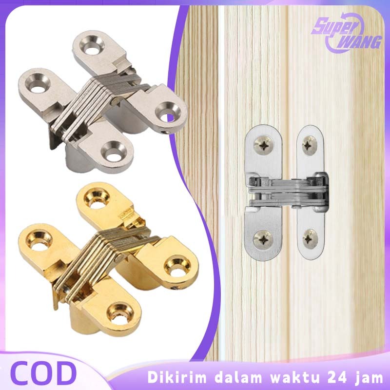 2pcs Engsel Pintu Tanam Engsel Pintu Tersembunyi Engsel Lipat Pintu Cross Engsel Lipat Tanam