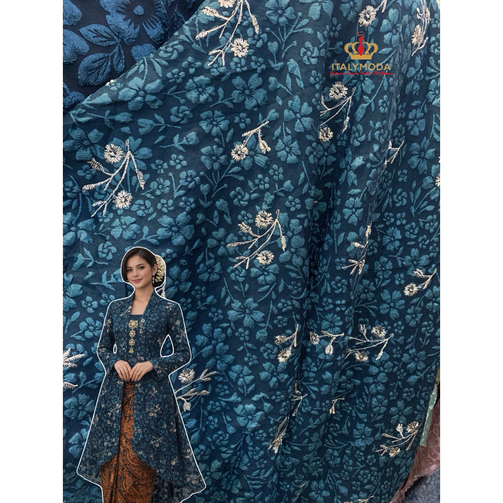 Bahan kain kebaya Jacquard Fukoro Bordir/ Bahan jacquard embos bordir
