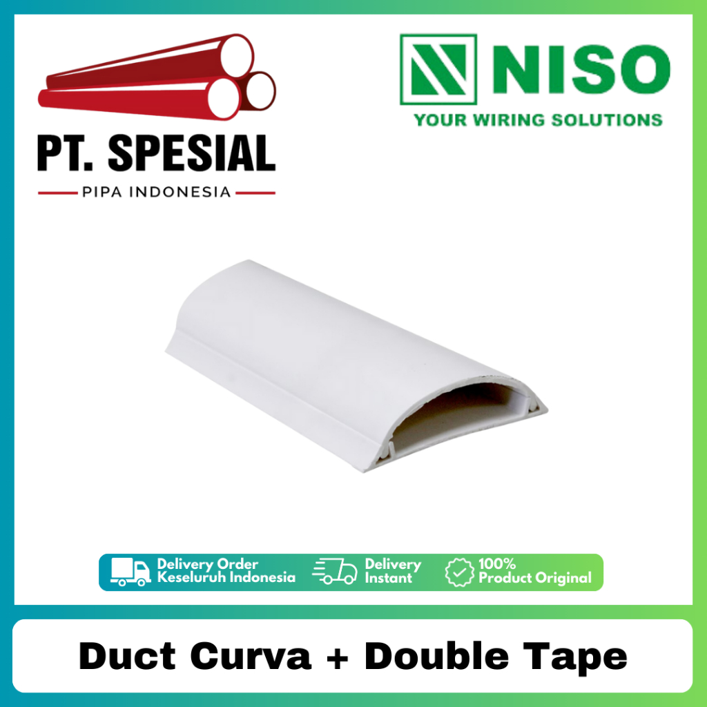 Kabel Duct Niso + Double Tape Niso Ducting Lantai Oval Niso 1M - 06