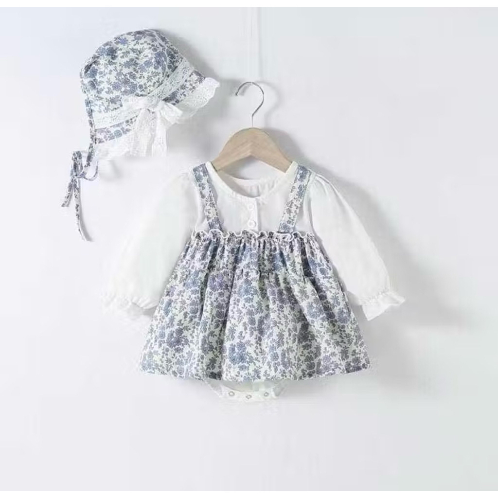 SEKALI PAKAI Floral Baby Romper Dress Baju pakaian anak bayi cewek perempuan premium impor katun kor