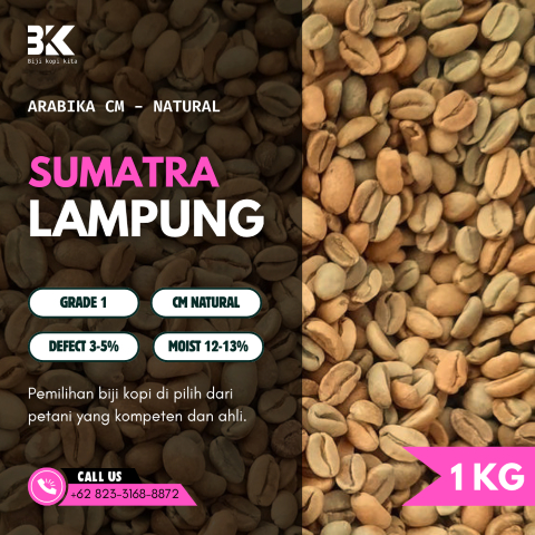 Grade 1 CM - Natural Lampung Green Beans | Biji Kopi Mentah