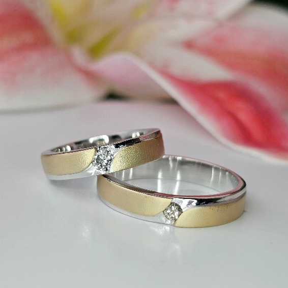 Cincin Nikah Couple Emas Berlian Asli Pasangan 04-001