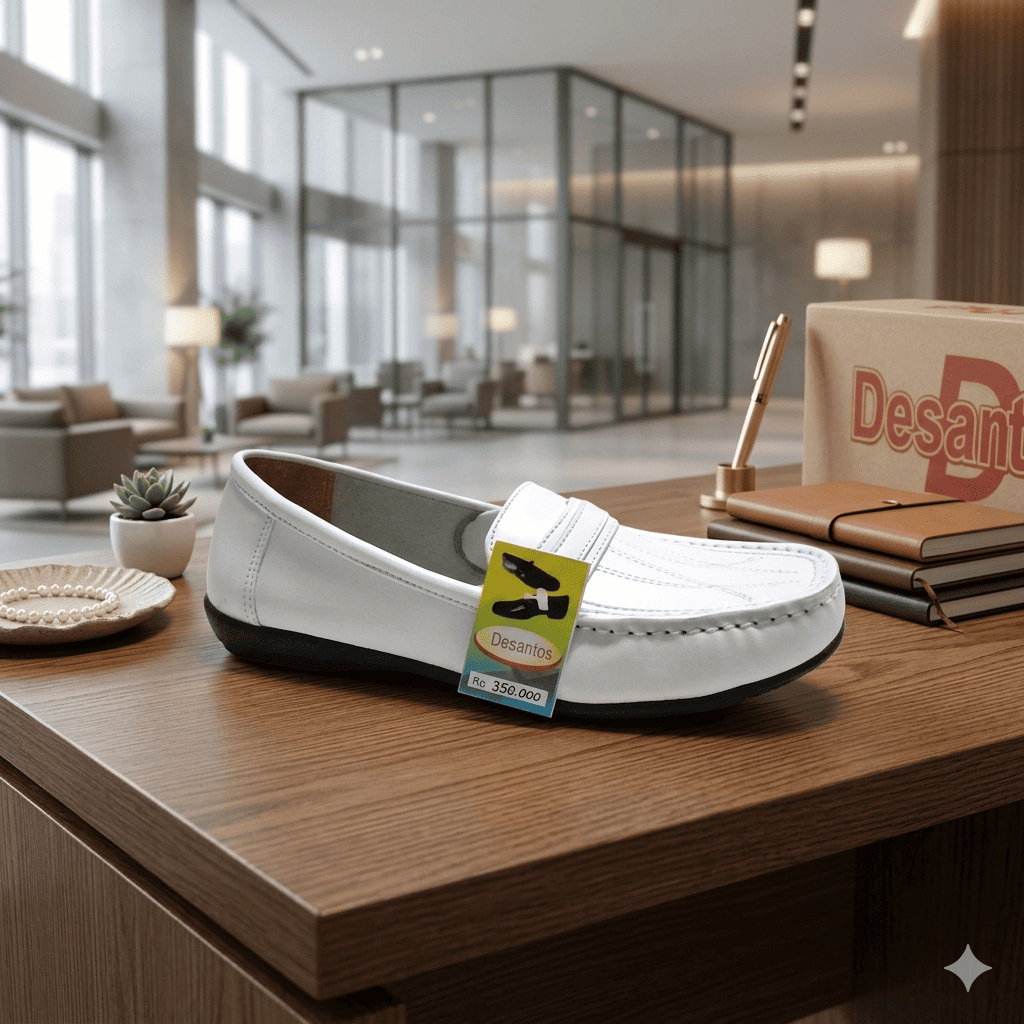 SEPATU KERJA KANTOR PERAWAT FLAT PANTOFEL FULL PUTIH DESANTOS ORIGINAL SIZE 37 - 41 / B 14