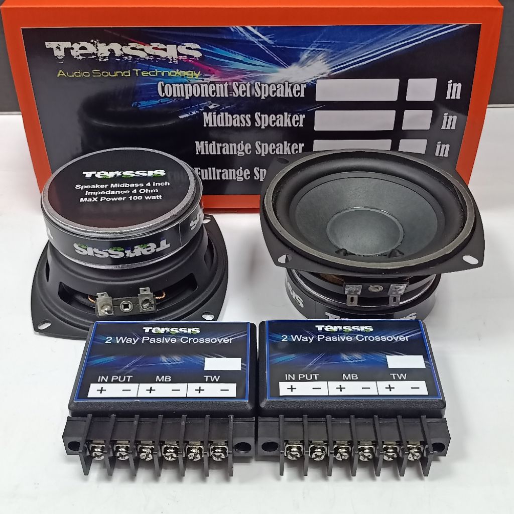 Speaker Midbass 4inch Tenssis Include Crossover 2way Tenssis Bisa Drive Midbass-Tweeter