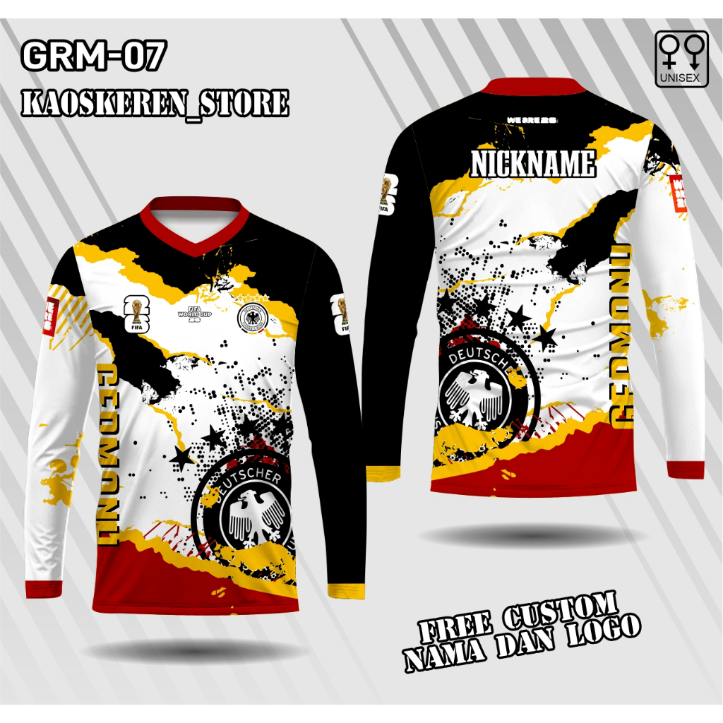 Jersey jerman Piala Dunia 2026 lengan panjang jersey fans Suporter Terbaru jerman baju world cup 202