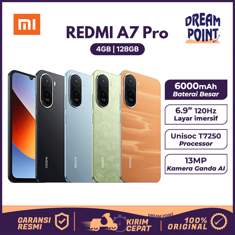 Xiaomi Redmi A7 Pro 4/128 HP Murah Original 100% Hape Android Murah 1 Jutaan Handphone Terbaru 2025