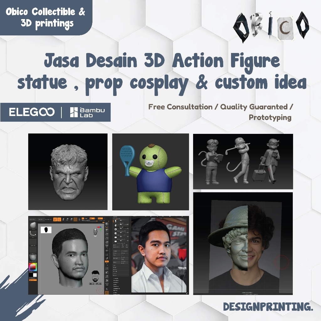 Obico Jasa Desain 3D / Action Figure / Statue / Prop Cosplay & Custom Idea - High Quality