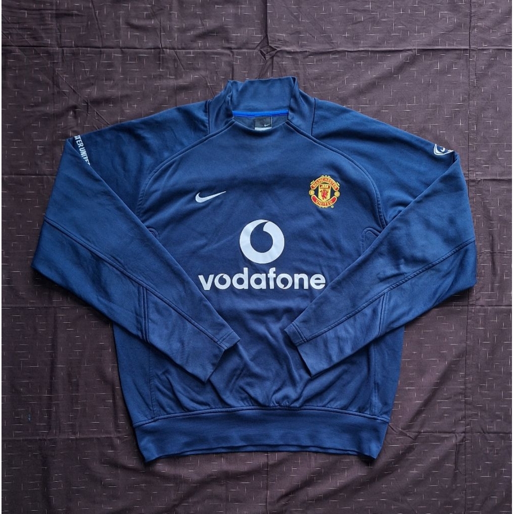 Vintage Nike Manchester United Train Sweatshirt Blue Track Top Rare Mens Size L