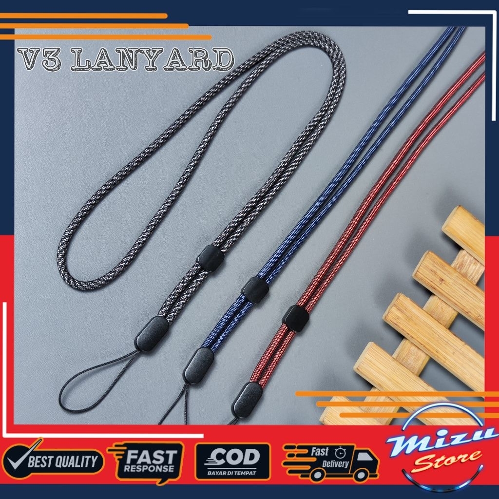V3-LANYARD TALI PARACORD/KALUNG/GANTUNGAN HP/ID CARD/NAME TAG/KAMERA/HANDPHONE-MIZU STORE