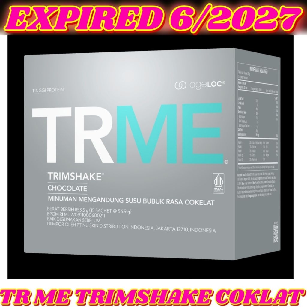 1 BOX TR ME TRIMSHAKEe COKLAT/VANILA/MOCHA ED 4/2027 nu    skin tws TR ME TR90