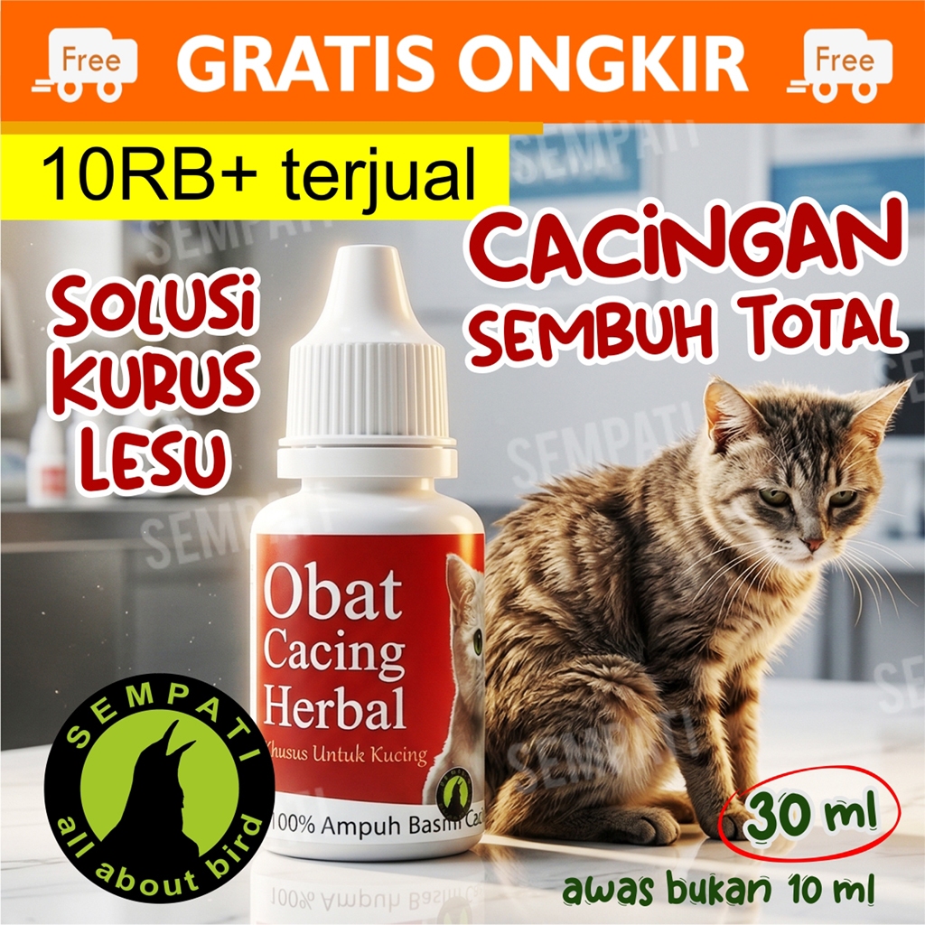 SEMPATI Obat Cacing Herbal Sempati Obat Kucing Sakit Cacingan Kurus Lesu Lemas Anti Infeksi Ampuh