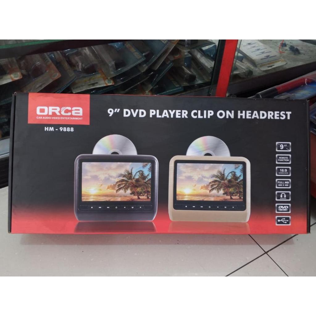 ORCA TV Headrest Orca DVD HM 9888 9 Inch DVD Player Clip On Headrest dengan Fungsi USB dan SD Card
