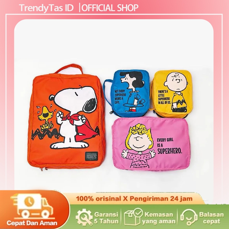 Snoopy Tas Penyimpanan Travel Jepang - Pouch Lipat Organizer untuk Baju Sepatu Toiletries