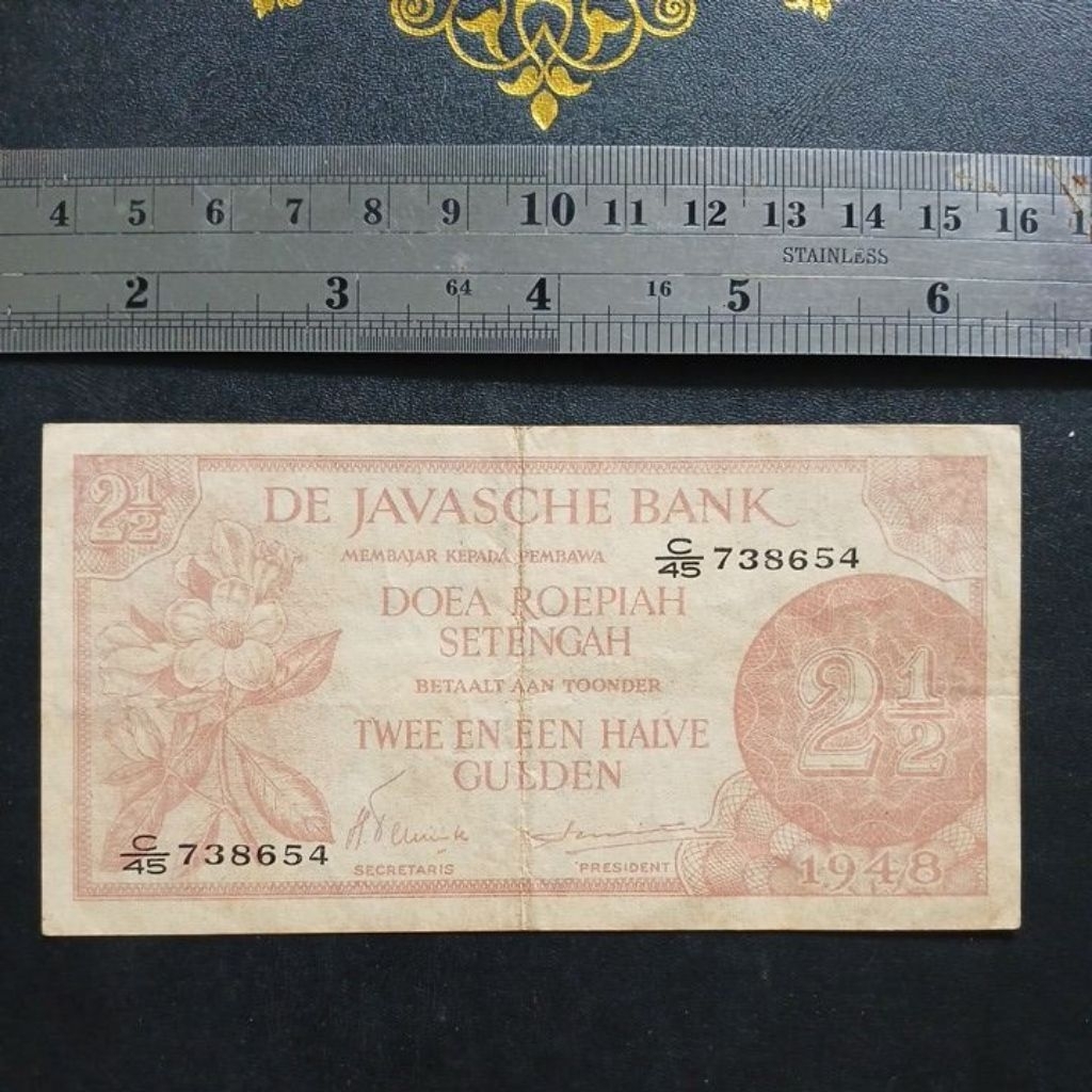 De Javasche  Bank 2,5 Rupiah 1948 WW2 penjajahan BELANDA seri Federal
