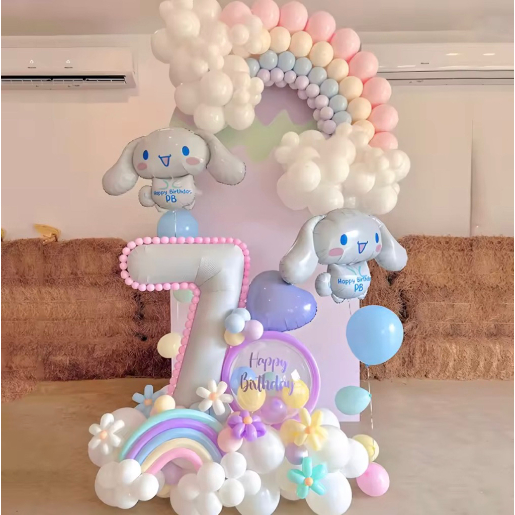 Set paket balon garland lateks tema kartun cinamorol cinnamoroll foil jumbo besar hiasan dekorasi pe