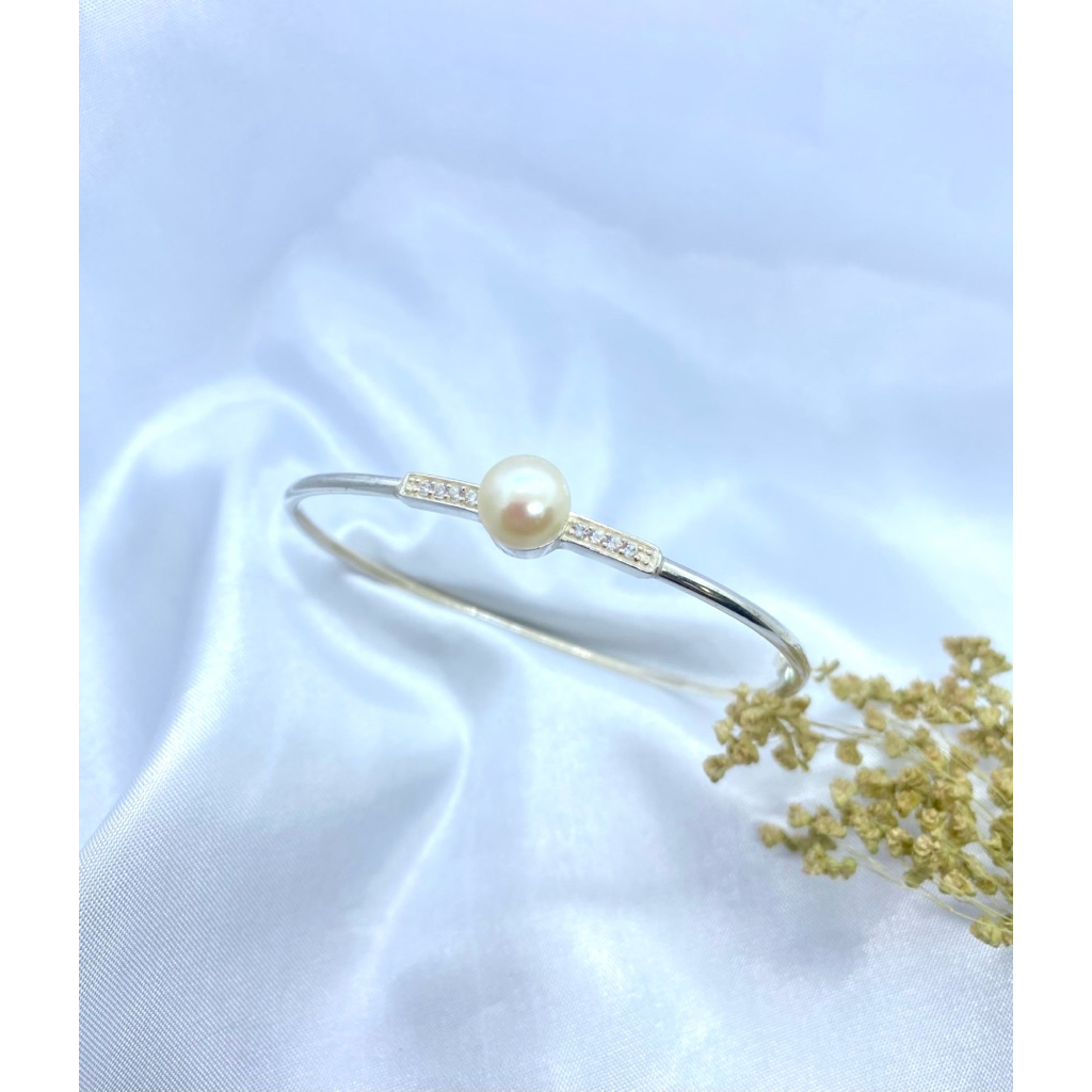 GELANG BANGLE PERAK MUTIARA AIR TAWAR