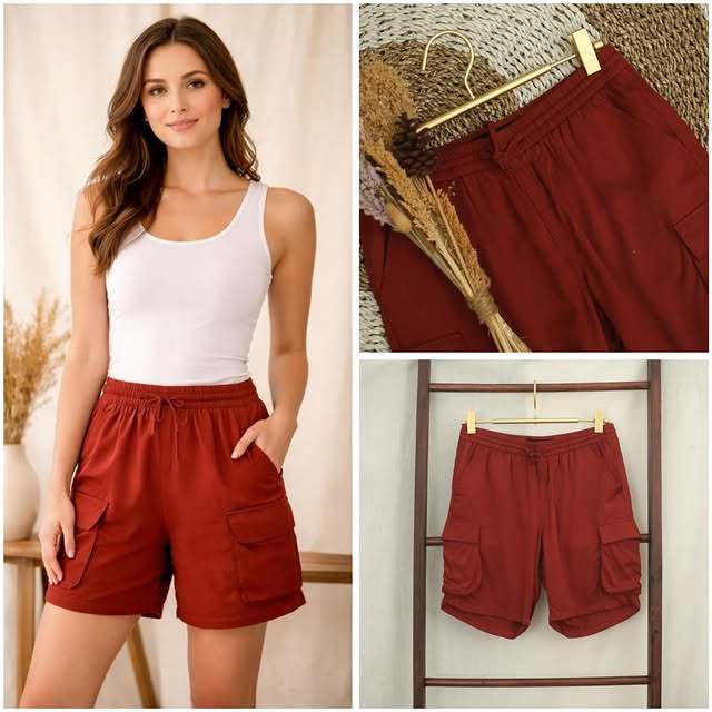 Celana Cargo Wanita Rayon Cargo Short Pants RF325  J48