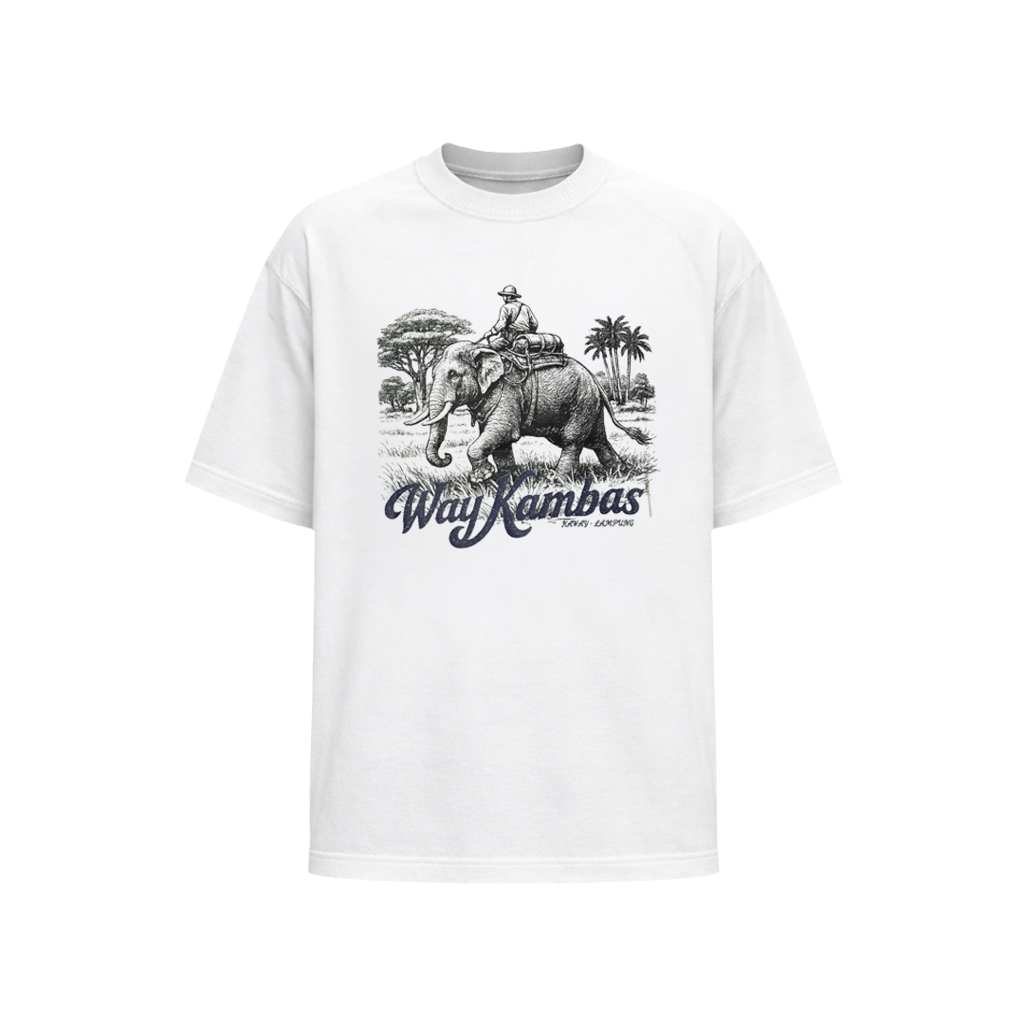 KAWAY Souvenir Lampung Tshirt Kaos Lampung WAY KAMBAS WHITE