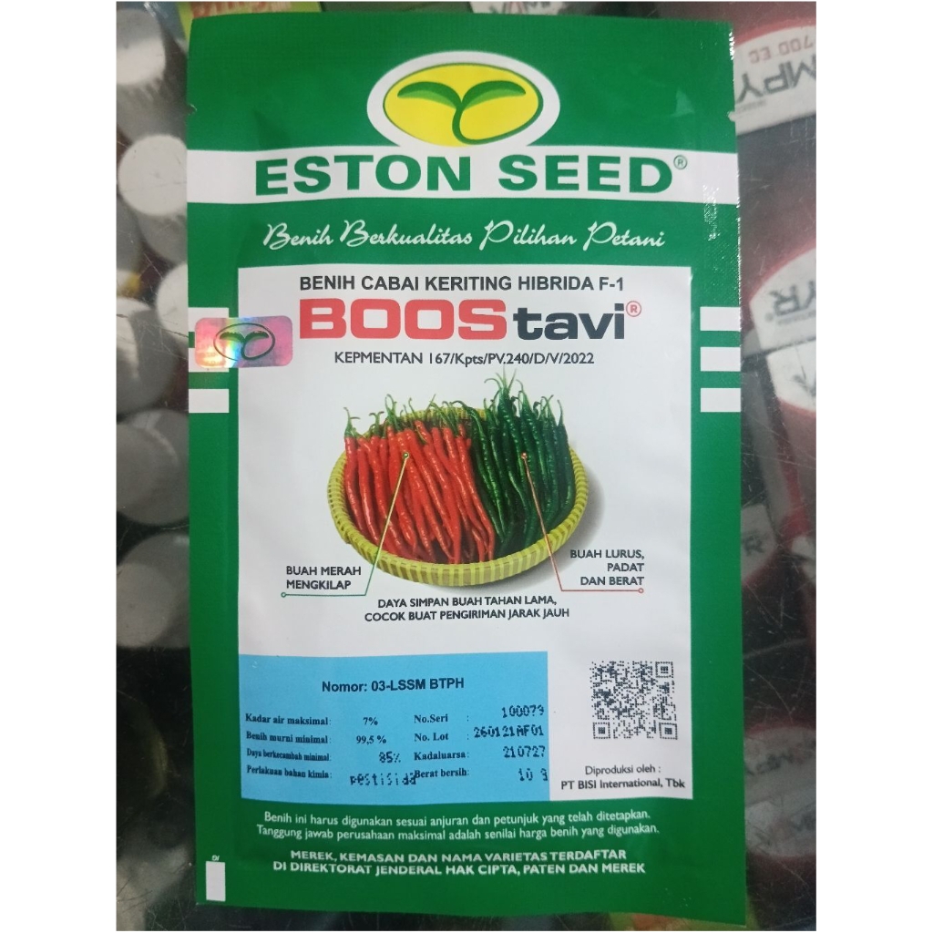 Benih Cabai Keriting Bostavi 10gram Hibrida F1
