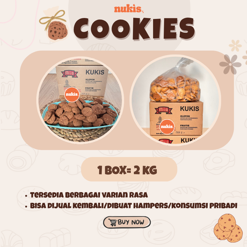 COOKIES MIA 2KG PROMO UNTUK HAMPERS Kue Kering Rasa Choco Peanut, Butter Chip, Choco Chip, Fruitie, 