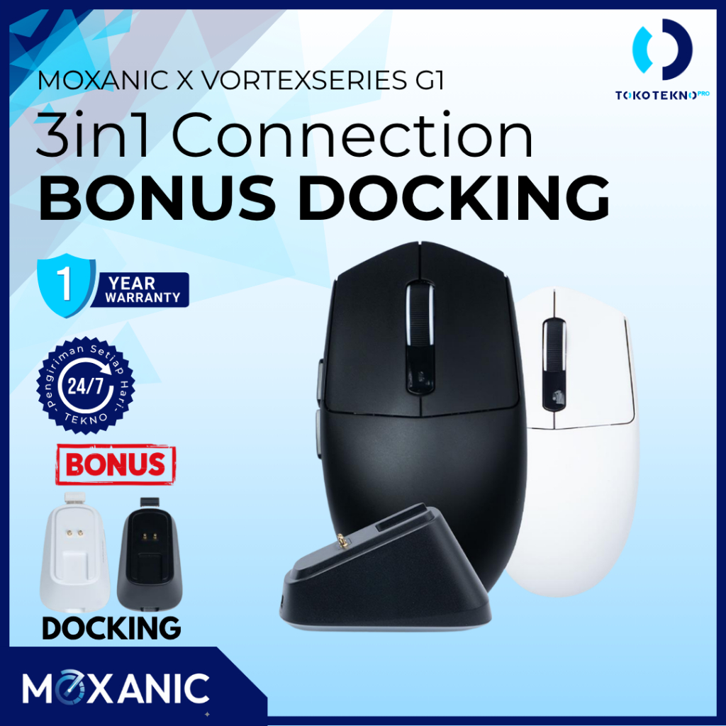 Moxanic X VortexSeries LUMI G1 / G-1 Lightweight Wireless Tri Mode Gaming Mouse Egg Shape PixArt PAW
