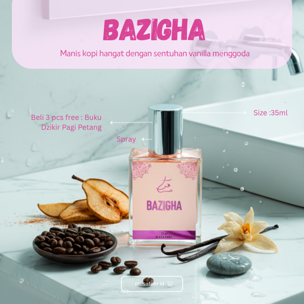 PARFUM BAZIGHA 35 ML SPRAY | MINYAK WANGI By Musafeer NON ALKOHOL KHAMR | AROMA MANIS ELEGAN