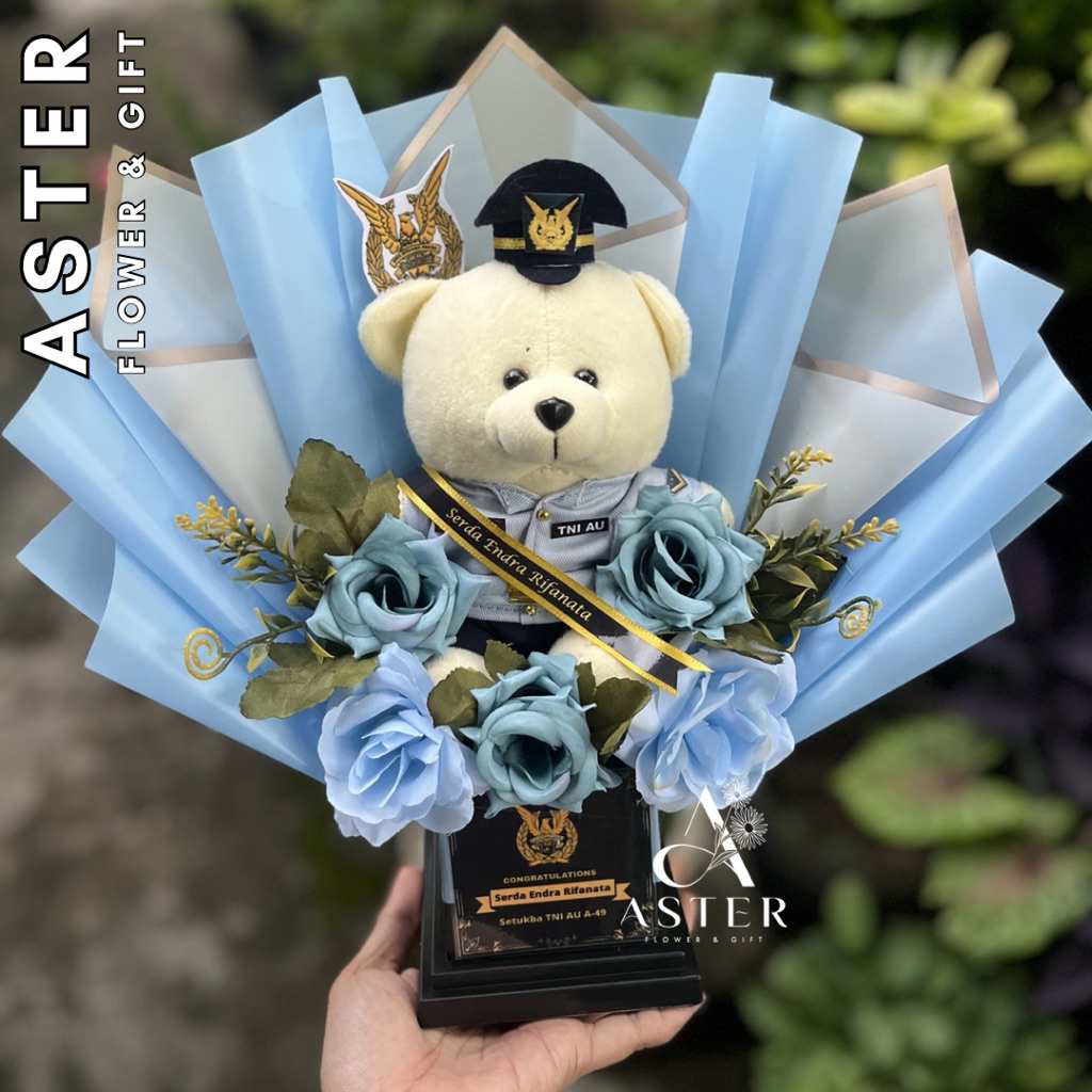 Buket Piala Boneka Bunga TNI AU / Boneka Tentara