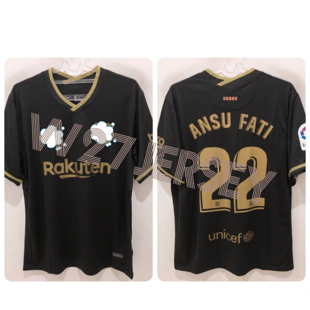 JERSEY BARCELONA AWAY 2020-2021 name player Ansu Fati + Patch LaLiga