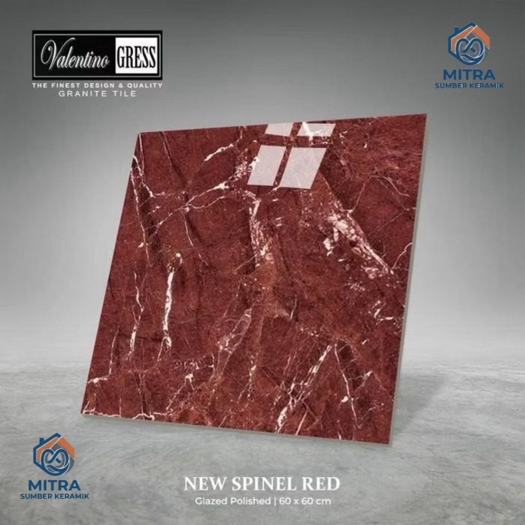Granite Lantai 60x60 New Spinel Red | Valentino Gress | Glazed Polished