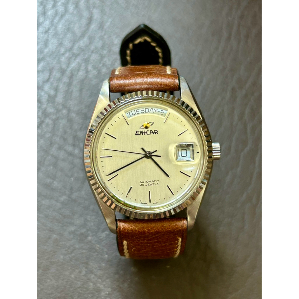Jam Tangan Vintage Enicar Automatic Day Date President Swiss Made rare item