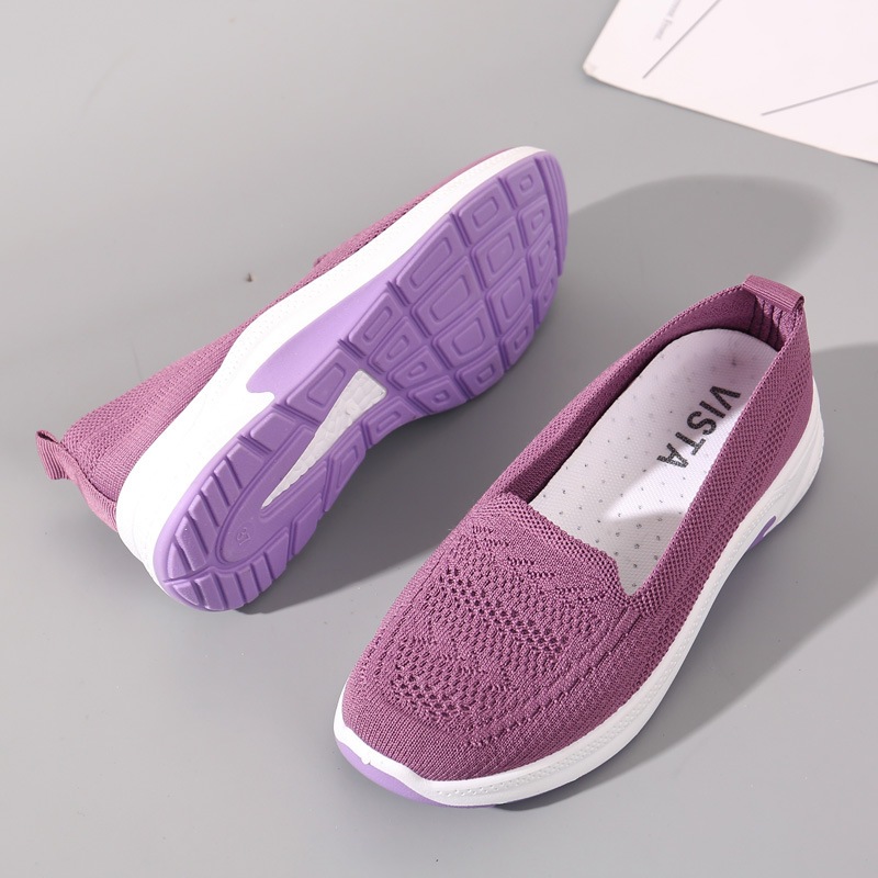 SOLWAY 2210 Sepatu wanita Rajut Import sepatu cewe Slip On anti licin sol karet putih
