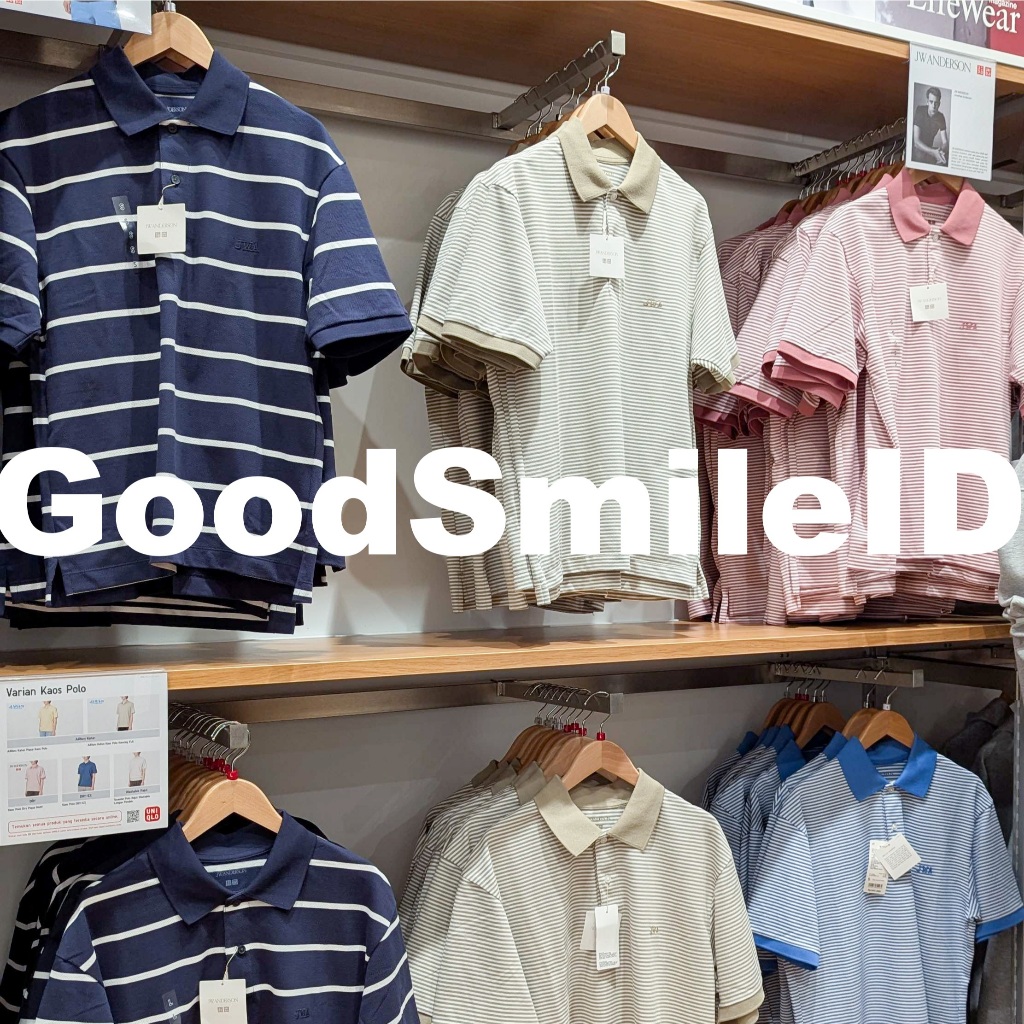 NEW Men JWA x UNIQLO Kaos Polo Dry Pique Tipping Kerah Garis Strip STRIPE Lengan Pendek Kasual Pria 