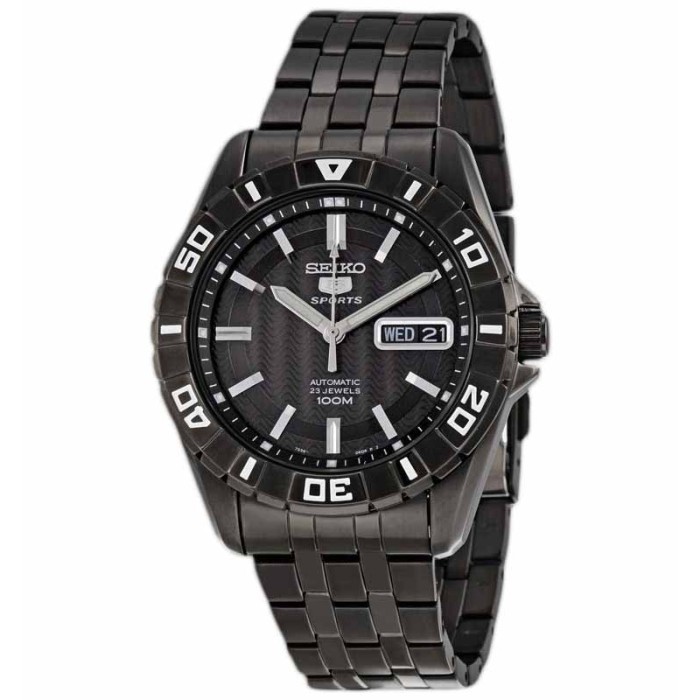 Seiko 5 Sports SNZH77K1 Automatic Black Dial Black Stainless Steel - Jam Tangan Seiko Original