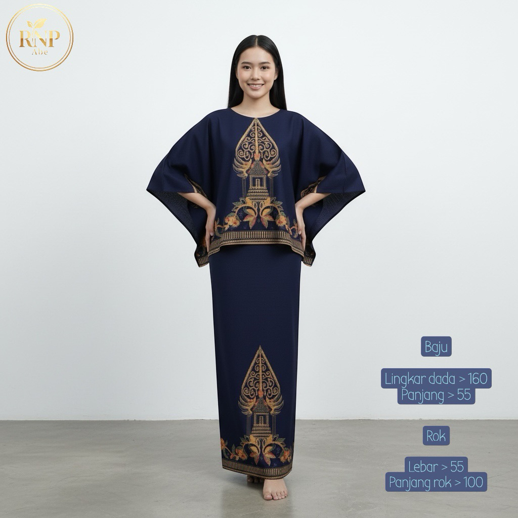 Stelan batik Dobby Wanita / Baju Pesta Mewah / One set Batik Batwing rok ikat