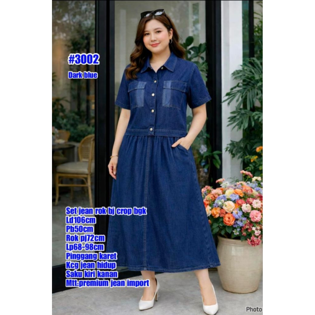 stelan rok jeans bordir 7/8