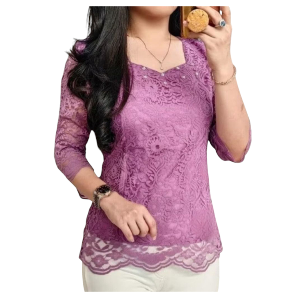 Blus brokat premiun atasan wanita dewasa pakaian tradisional cantik mewah dan elegan