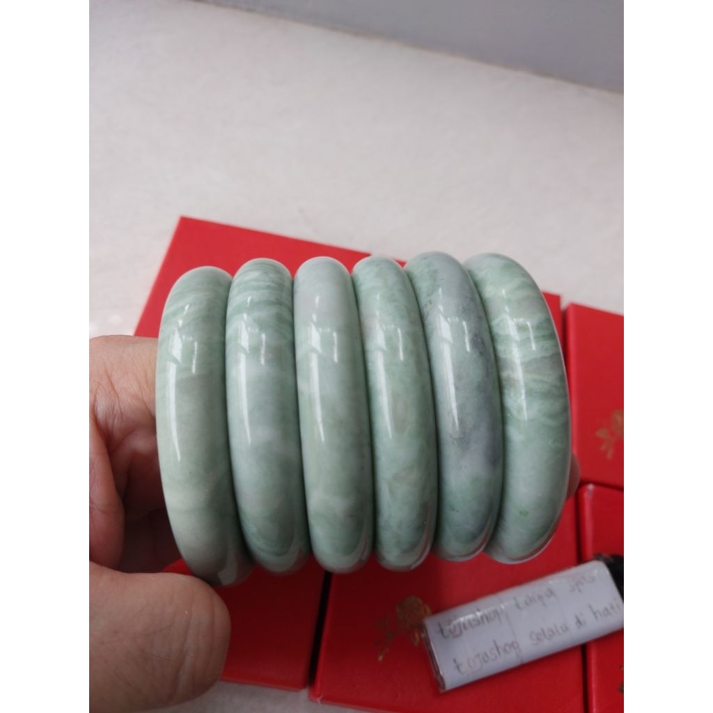 gelang bangle giok hijau kelabu-giok china asli