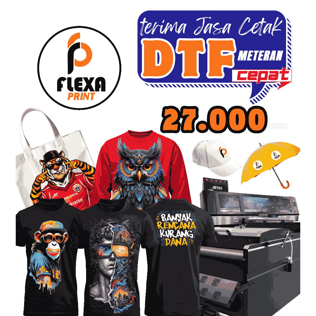 JASA CETAK DTF - CETAK SABLON DTF UKURAN 58CMx100CM PRINT DTF METERAN
