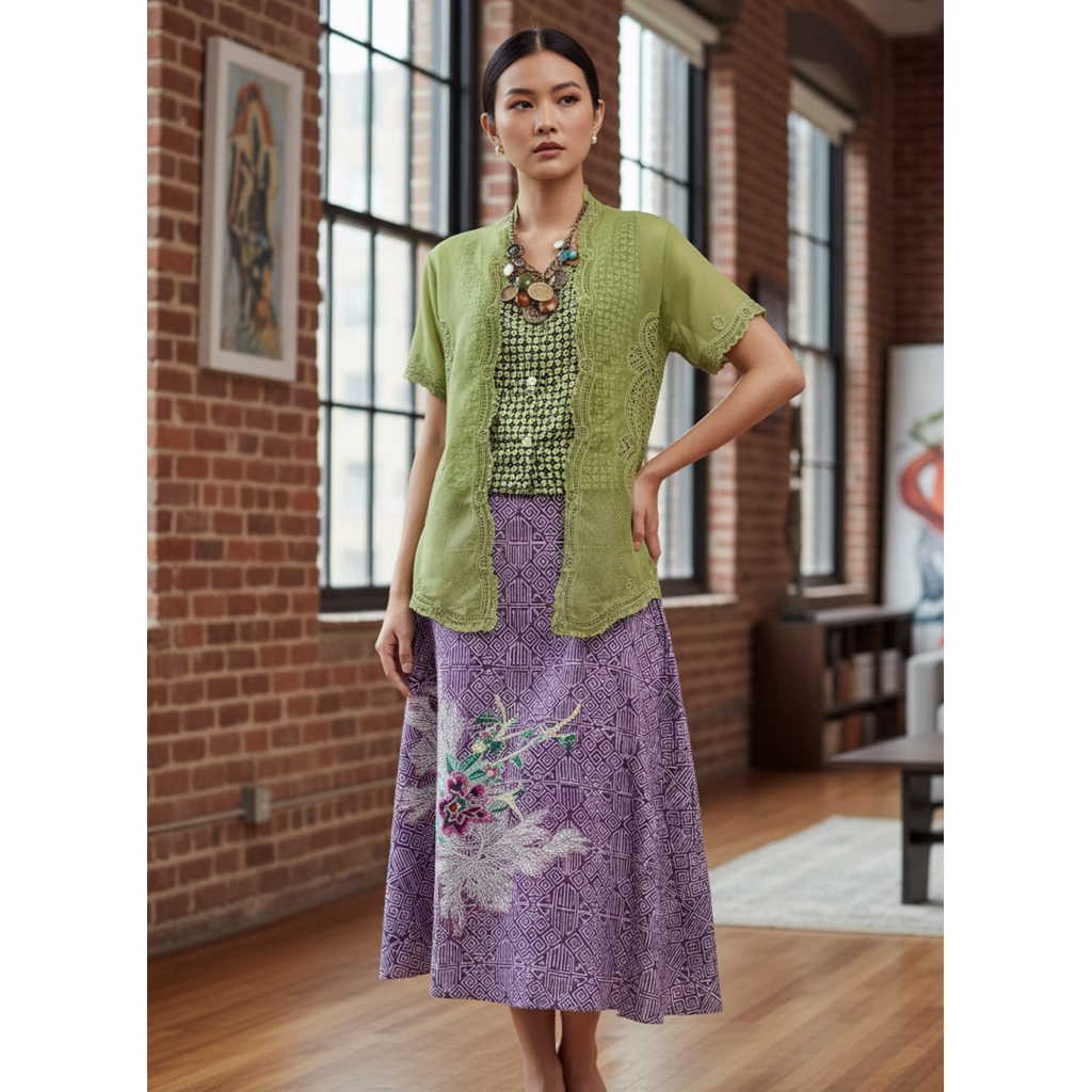 KEBAYA SIFON BORDIR hijau muda