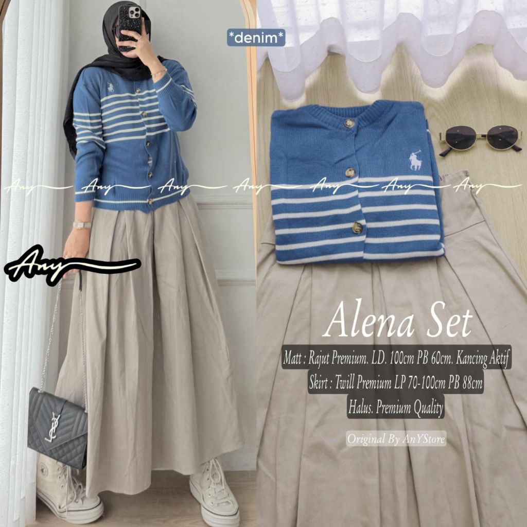 Ninna Alena Diza Ilofa Belna Tian Rare Set setelan atasan rajut dan rok by A.N.Y rok panjang Twill p
