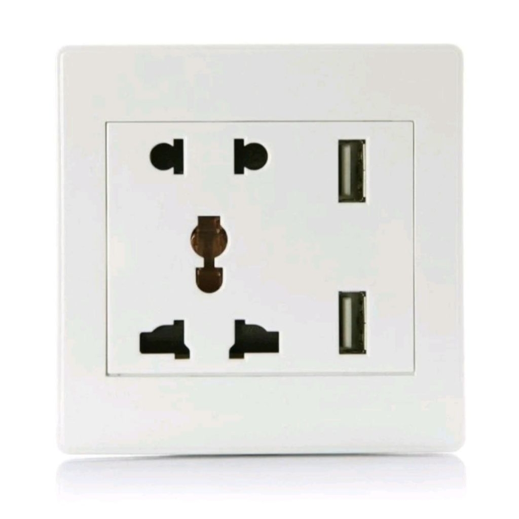 Stop Kontak tanam Universal 2 USB Putih