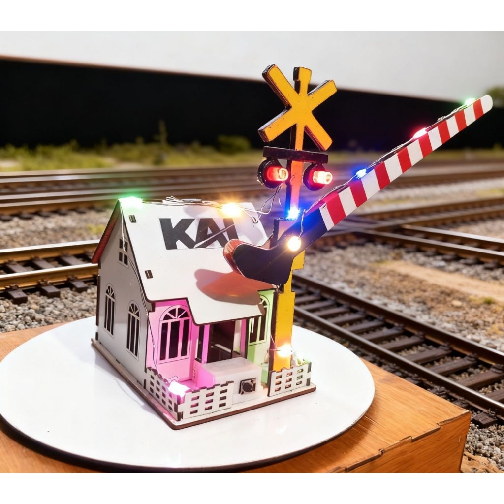 Palang pintu Kereta Api Indonesia Pakai Lampu Kelap Klip/ Miniatur Palang
