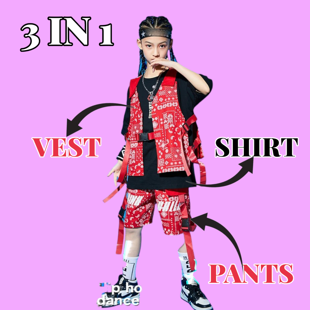 AKEKURI setelan vest batik anak laki-laki & perempuan korean style 3 in 1 untuk anak 3-14 tahun