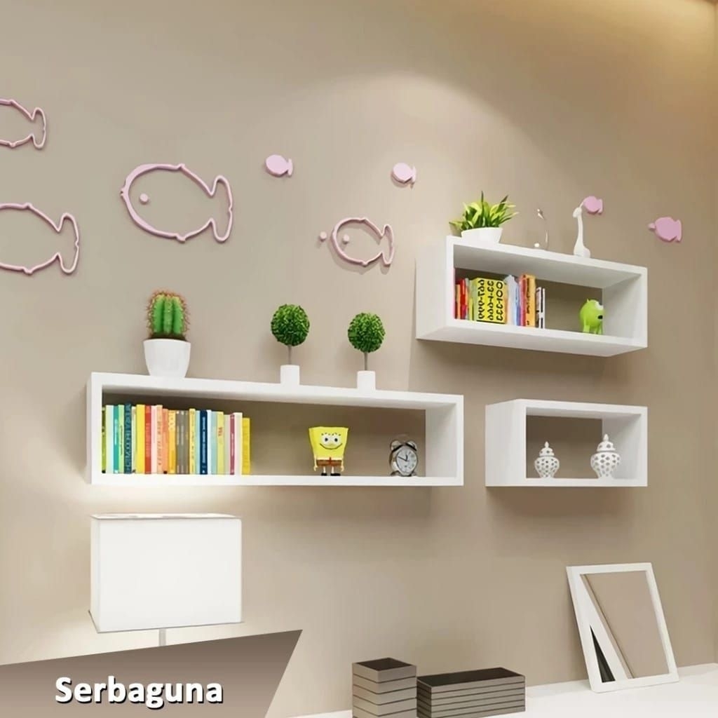 Rak Dinding Persegi Panjang Penyimpanan Buku Album Foto Pajangan Rak Serbaguna