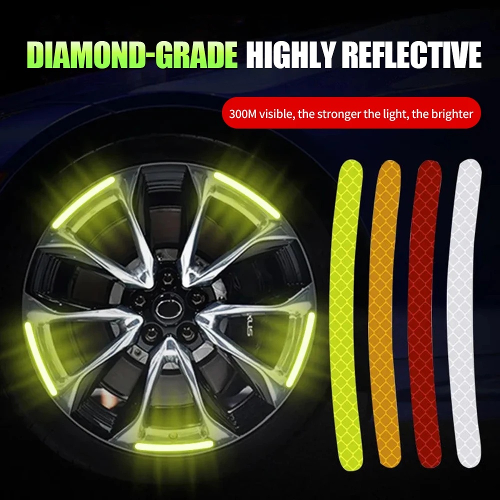 Stiker Karbon Reflektor Velg 20 PCS Mobil Motor Sepeda Fleksible Strip Tinggal Tempel Glow In The Da