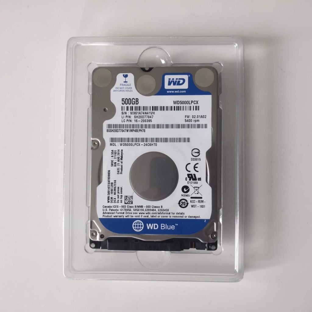 Hard disk storage: WD BLUE model 5000LPCX